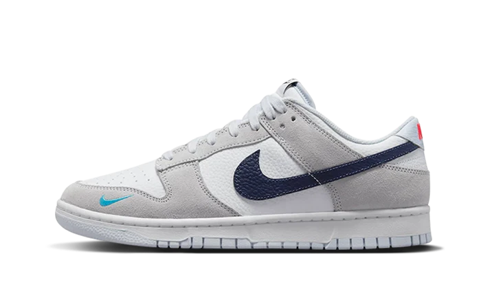 Nike Dunk Low White Grey Navy Aqua Mini Swoosh