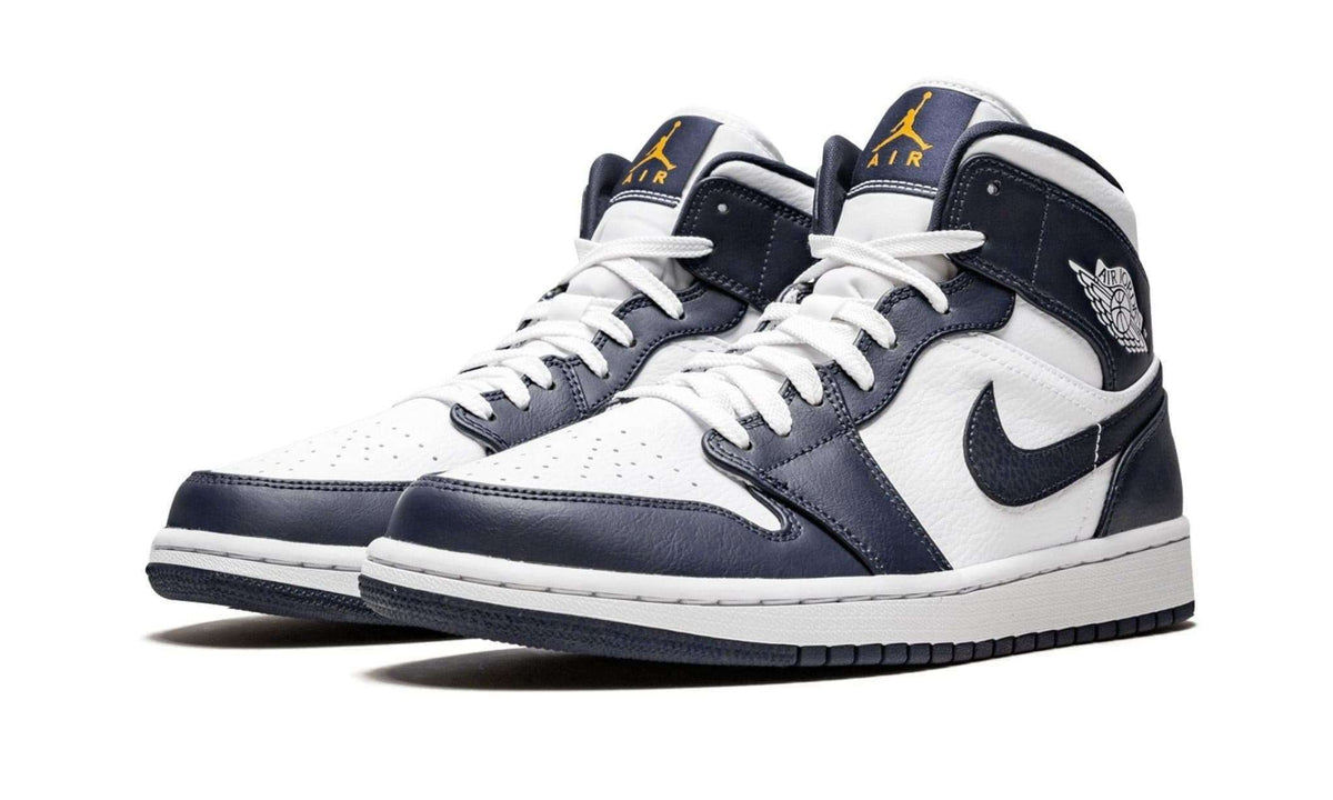 Nike Air Jordan 1 Mid White Metallic Gold Obsidian